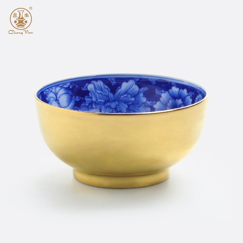 內畫描金手繪青花品茗杯
